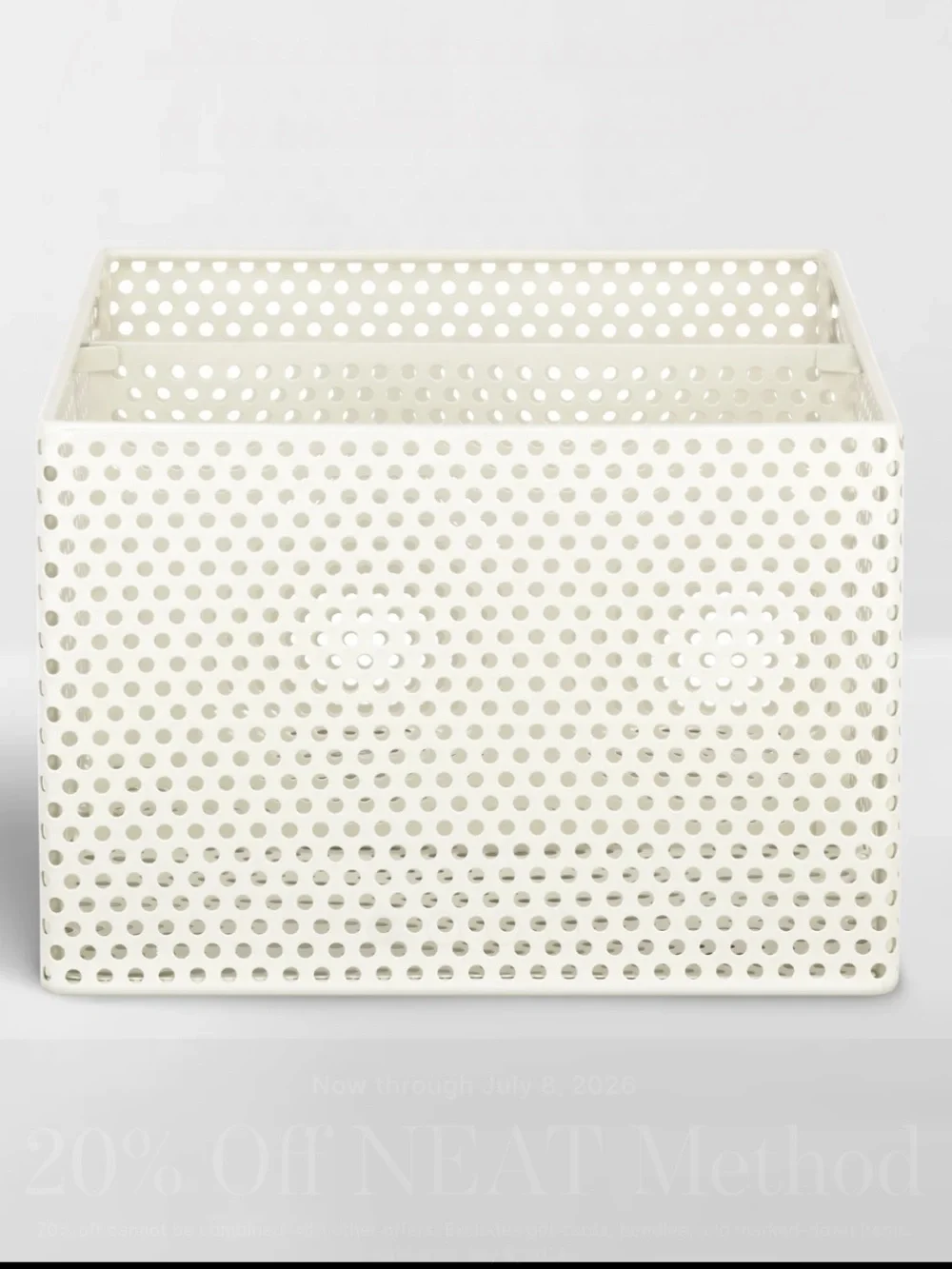 NEAT Method Perforated Steel 10” Basket - Pantry, Office, Kitchen